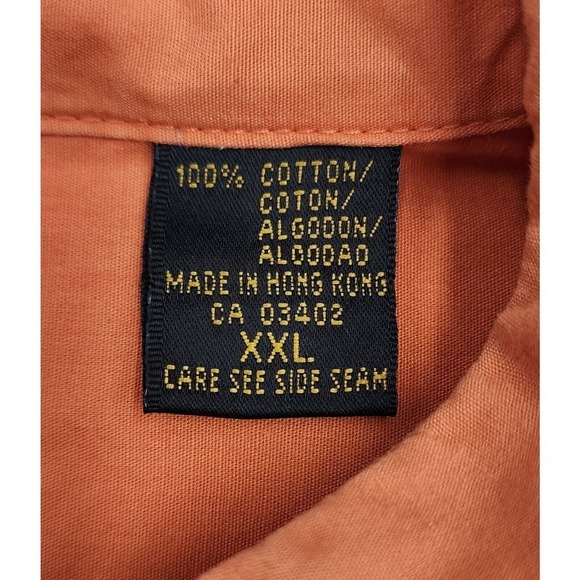 Harley Davidson Photographer Motorcycle Button Up Mechanics Shirt Orange Vtg 2XL - Picture 8 of 8
